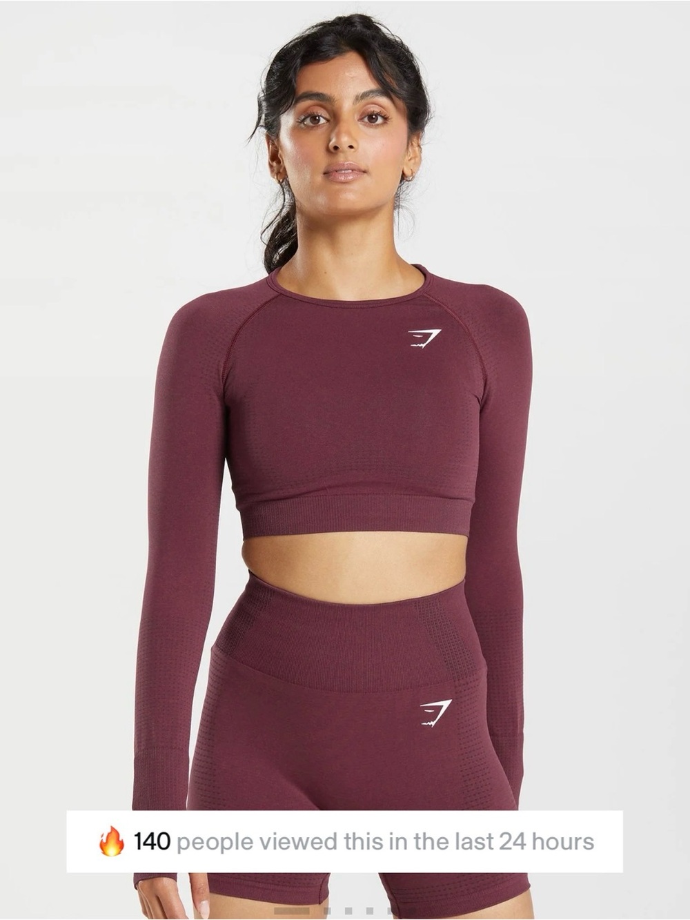 Gymshark Maroon Vital Long-Sleeve Crop Top size M